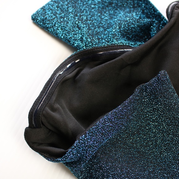 Green Glitter Strapless Bow Bodycon Cocktail Dress - Picture 12 of 12